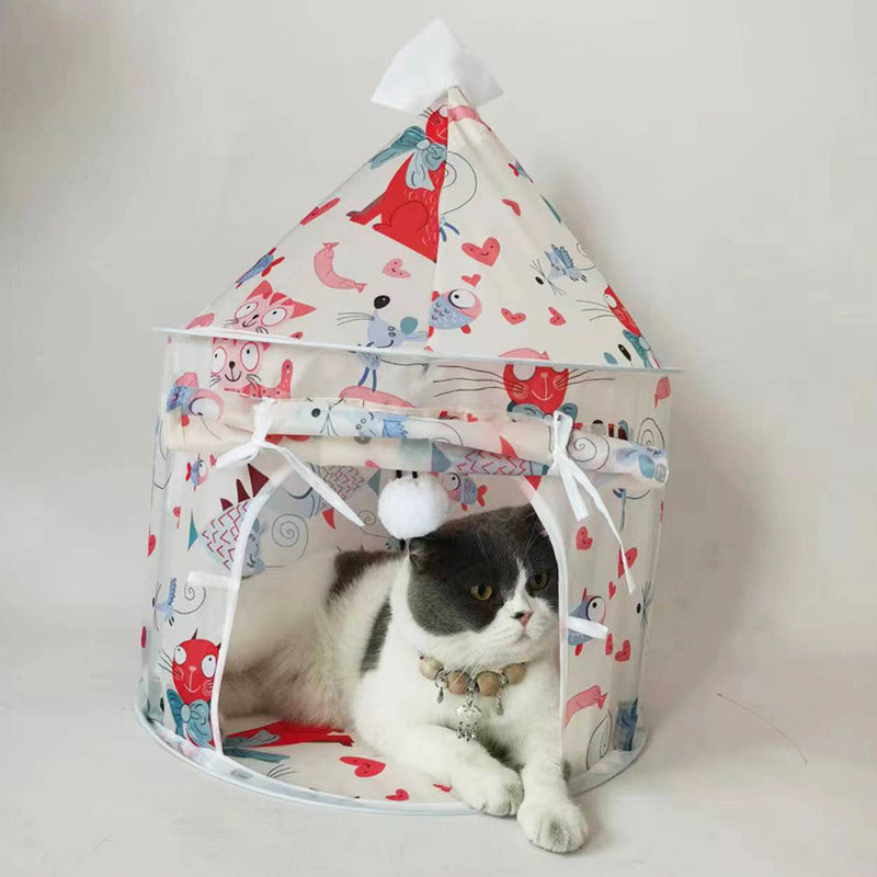KFX-7872573 Portable Cat Tunnel Tent with Quick Folding Design and Upward Access for Year-Round Play