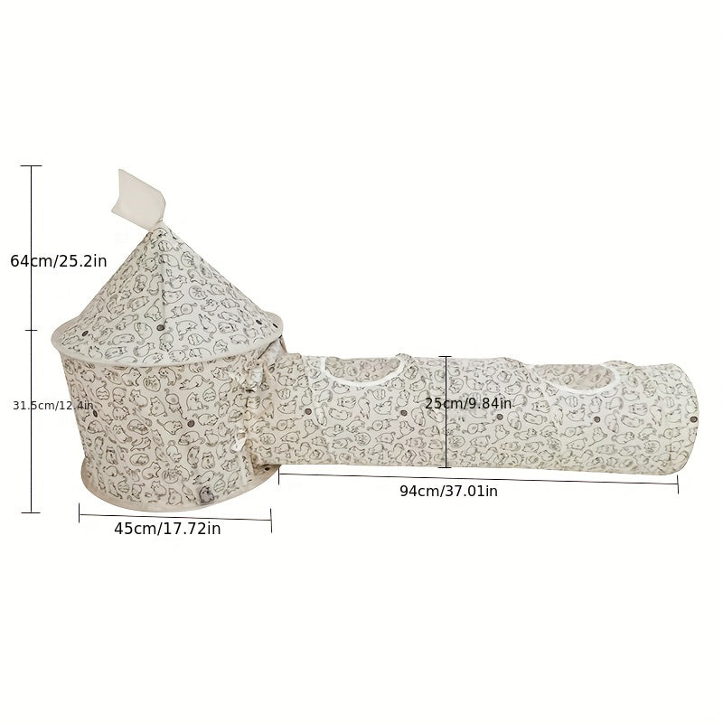 KFX-7872573 Portable Cat Tunnel Tent with Quick Folding Design and Upward Access for Year-Round Play