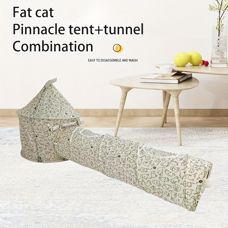 KFX-7872573 Portable Cat Tunnel Tent with Quick Folding Design and Upward Access for Year-Round Play