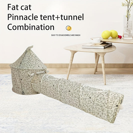 KFX-7872573 Portable Cat Tunnel Tent with Quick Folding Design and Upward Access for Year-Round Play