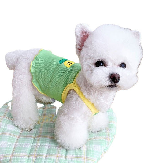 KFX-7873469 Summer Pet Dog Clothes - Lightweight Floral Sling for Small Dogs in Blue, Green, Pink, Sizes XS-XXL