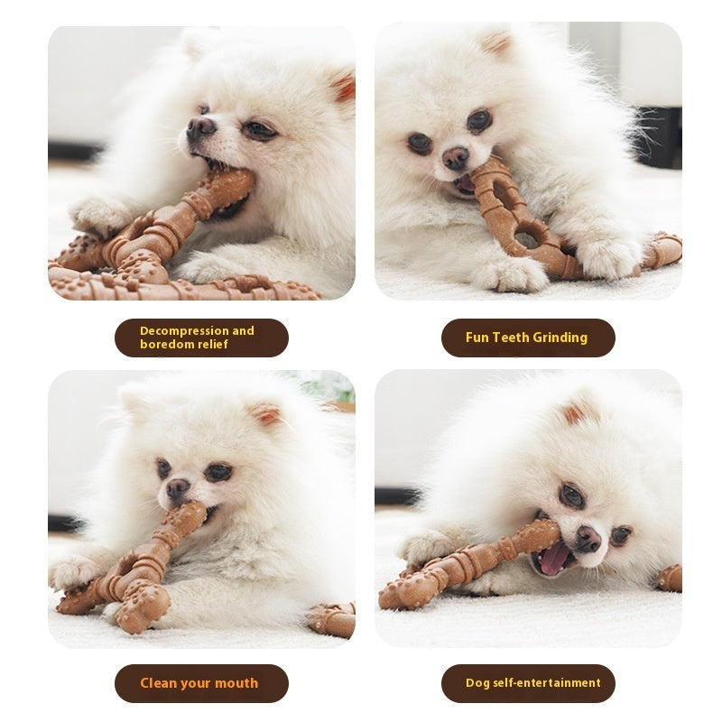 KFX-7873725 Wooden Dog Toy Bone with Molar Rod for Teeth Cleaning and Biting