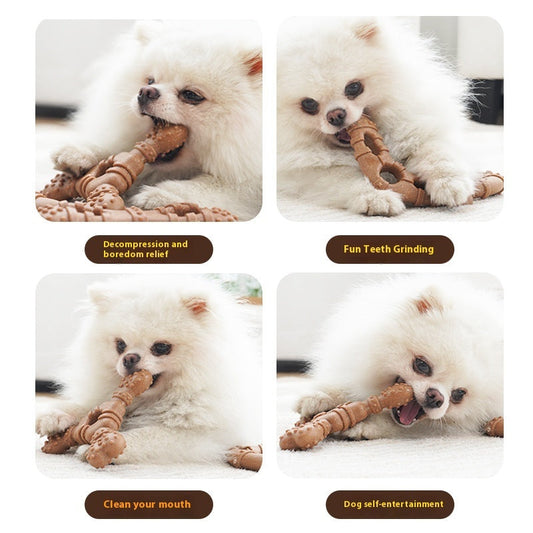 KFX-7873725 Wooden Dog Toy Bone with Molar Rod for Teeth Cleaning and Biting