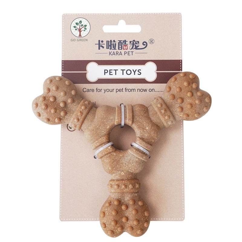KFX-7873725 Wooden Dog Toy Bone with Molar Rod for Teeth Cleaning and Biting