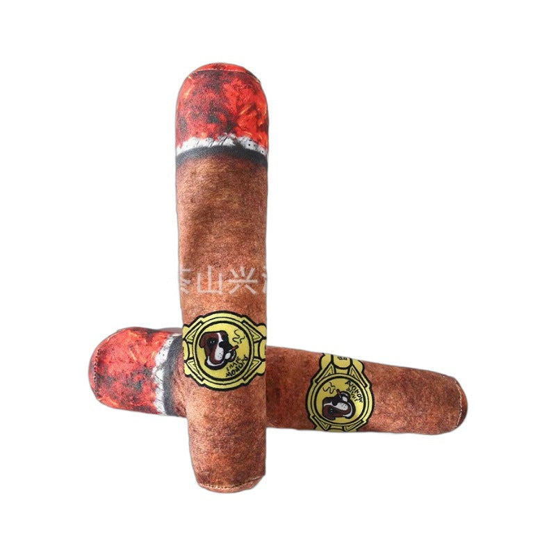KFX-7874749 Plush Cigar Sound Toy for Pets - Brown and Green Variants Available