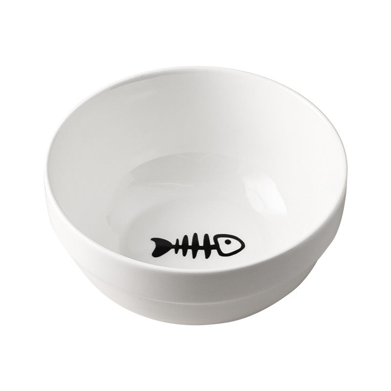 KFX-7877053 Ceramic Cat and Dog Bowl with Cat Ear Iron Frame in Pure White and Unique Designs