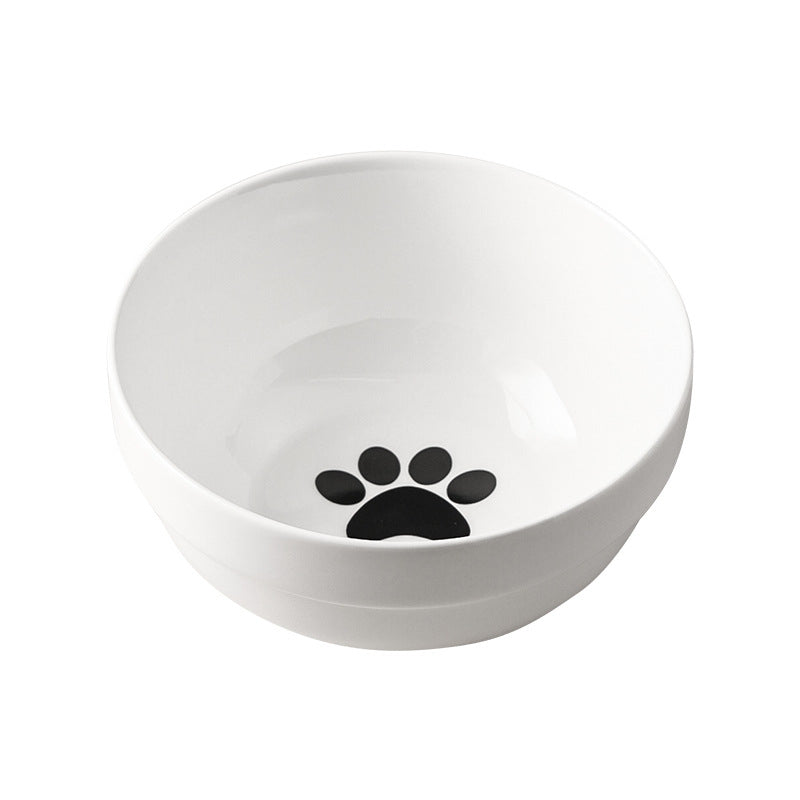 KFX-7877053 Ceramic Cat and Dog Bowl with Cat Ear Iron Frame in Pure White and Unique Designs