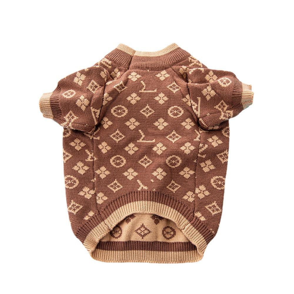KFX-7878845 Cozy Thick Wool Dog Sweater for Autumn and Winter in Monochrome and Two-Tone Colors