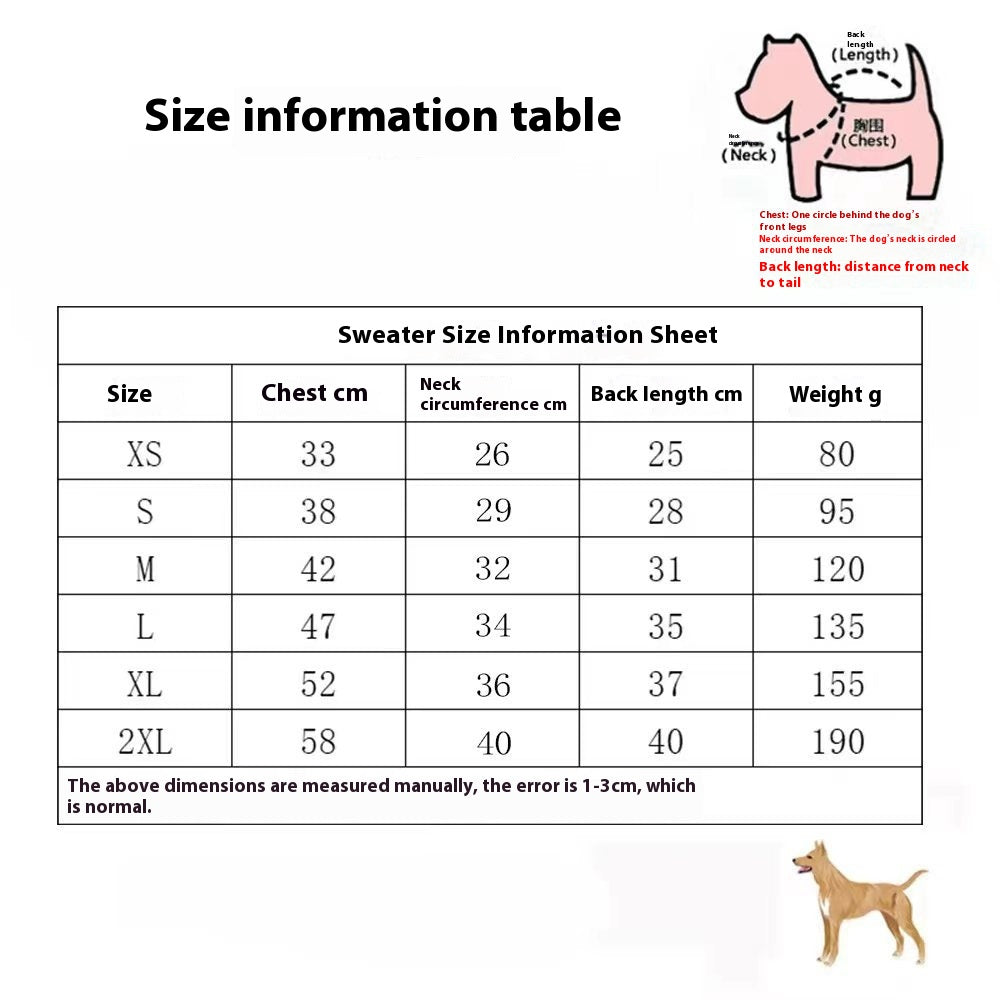 KFX-7878845 Cozy Thick Wool Dog Sweater for Autumn and Winter in Monochrome and Two-Tone Colors