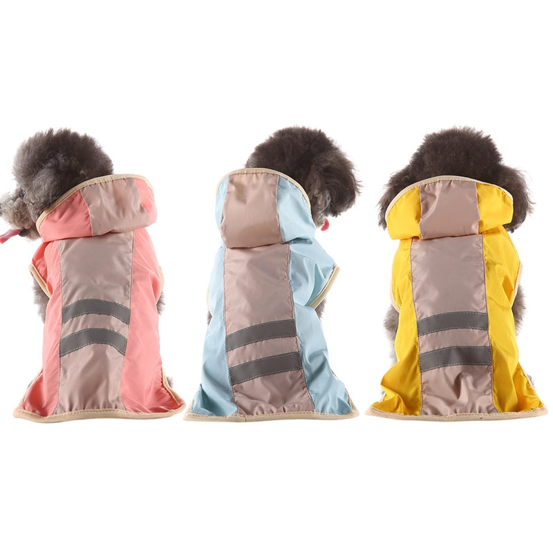 KFX-7879229 Reflective Dog Raincoat - Polyester Waterproof Jacket for Pets, Casual Fit, Various Sizes Available