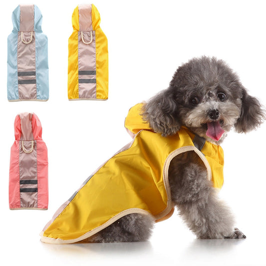 KFX-7879229 Reflective Dog Raincoat - Polyester Waterproof Jacket for Pets, Casual Fit, Various Sizes Available
