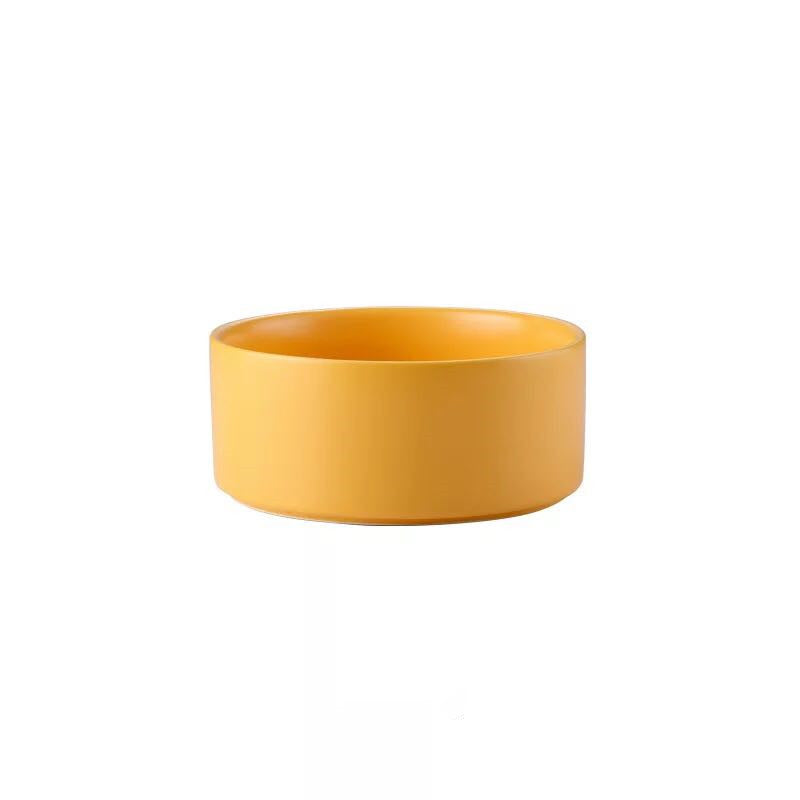 KFX-7881021 Metal Frame Ceramic Pet Bowl - Grey, Dark Green, Pink, Yellow, White - 400ml, 850ml, 1800ml for Cats and Dogs