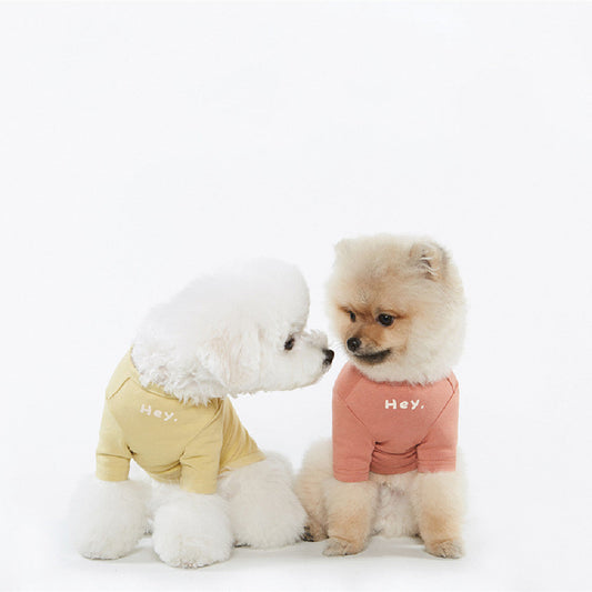 KFX-7881405 Pet Korean Simple Printed Cotton T-shirt - Available in Multiple Colors and Sizes
