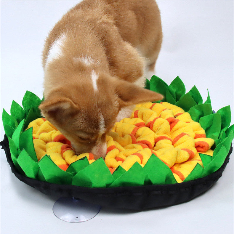 KFX-7881661 Pet Sniffing Mat for Dogs and Cats - Soft Polar Fleece and Oxford Cloth - 50x50cm, Yellow and Grey
