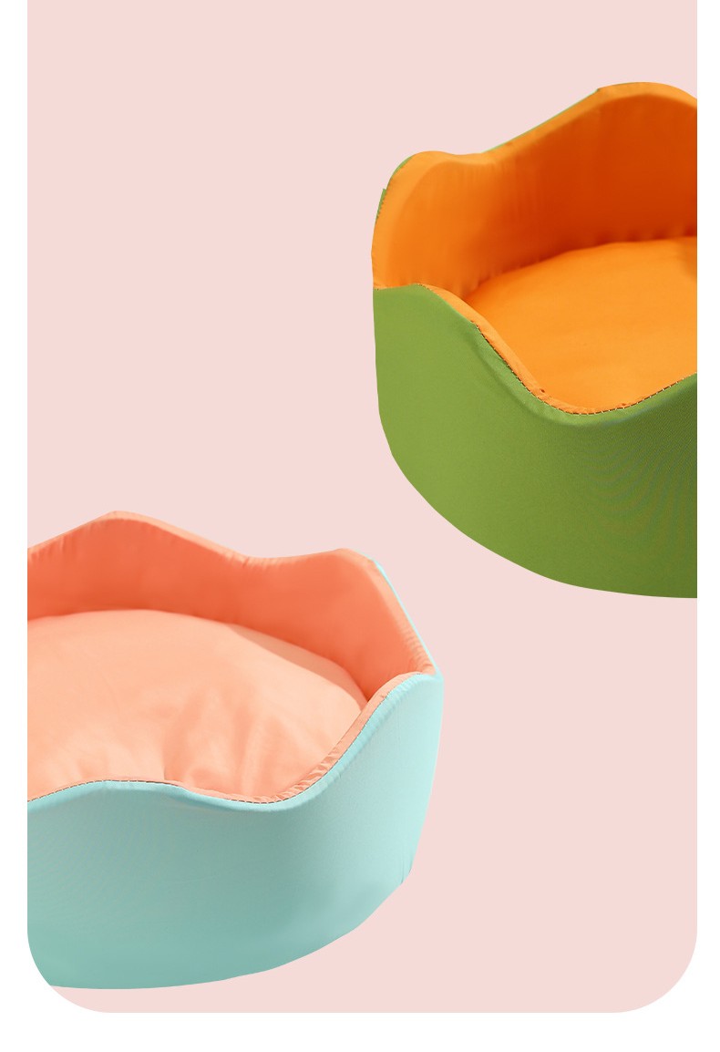 KFX-7882685 Breathable Ice Silk Nest Pet Dog Bed in Green-Orange and Blue-Pink, Multiple Sizes Available