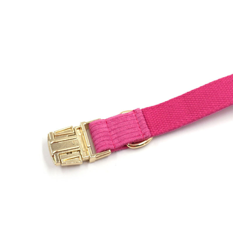 KFX-7882813 Soft Begonia Red Striped Corduroy Dog Collar for All Sizes