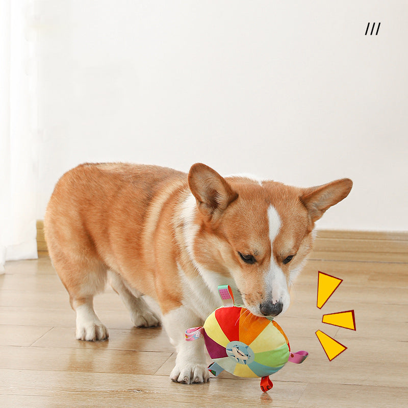 KFX-7884093 Interactive Plush Flying Disc Toy for Dogs – 15cm Diameter, Bite Resistant and Ideal for Training