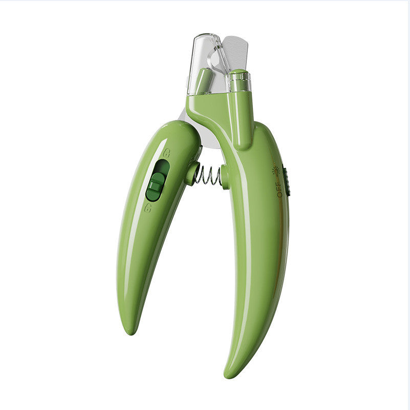 KFX-7884605 Chili Pepper Shaped Pet Nail Clippers with LED Light for Dogs and Cats