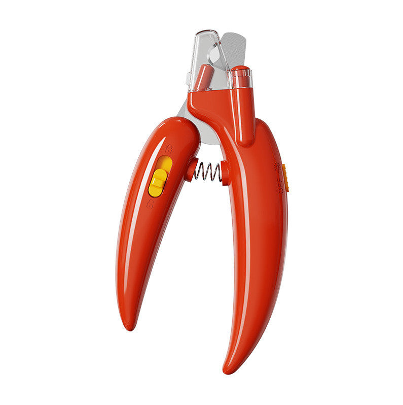 KFX-7884605 Chili Pepper Shaped Pet Nail Clippers with LED Light for Dogs and Cats