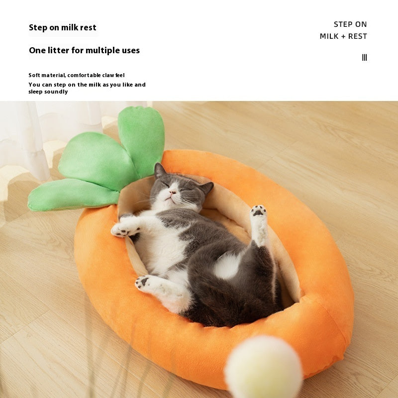 KFX-7884861 Double-Sided Removable Washable Cat Litter in Carrot Design - Pet Mattress, Medium and Large Sizes Available