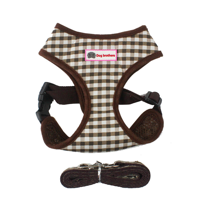 KFX-7885885 Dog Vest-Style Chest Strap Harness - Adjustable Polyester Traction Belt for Small to Medium Breeds
