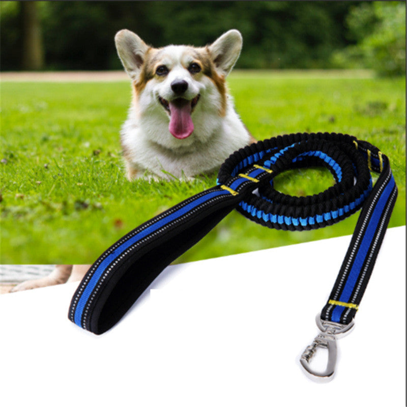 KFX-7886397 Reflective Elastic Traction Leash for Dogs - Durable Anti-Nylon, 2.5*100-170CM, Available in Blue and Orange