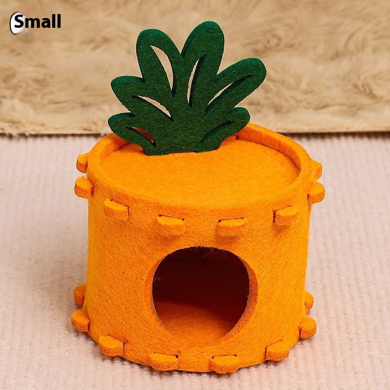 KFX-7886653 Felt Cottage Pet Nest for Hamster, Guinea Pig, Hedgehog & Pygmy Rabbit - Charming Toy Tunnel Shelter