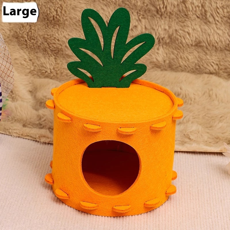 KFX-7886653 Felt Cottage Pet Nest for Hamster, Guinea Pig, Hedgehog & Pygmy Rabbit - Charming Toy Tunnel Shelter