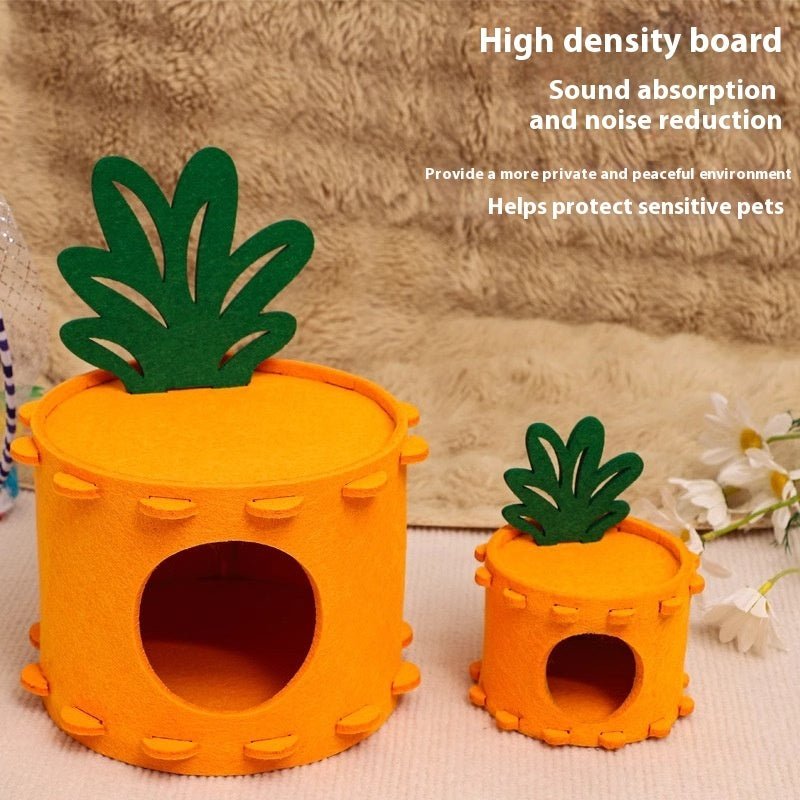 KFX-7886653 Felt Cottage Pet Nest for Hamster, Guinea Pig, Hedgehog & Pygmy Rabbit - Charming Toy Tunnel Shelter