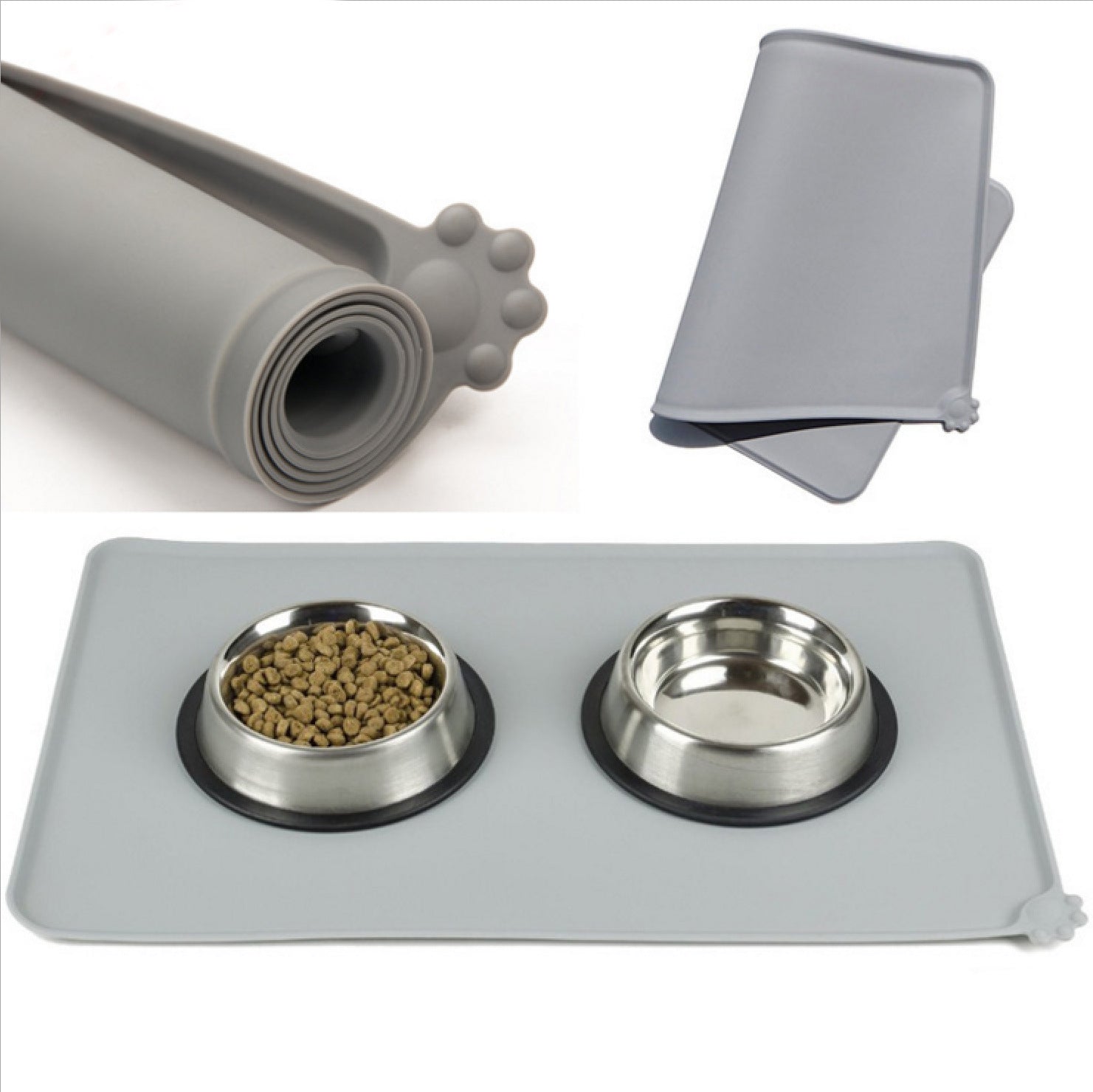 KFX-7888445 Waterproof Silicone Pet Feeding Mat for Dogs and Cats, Non-Slip Design, Easy to Clean