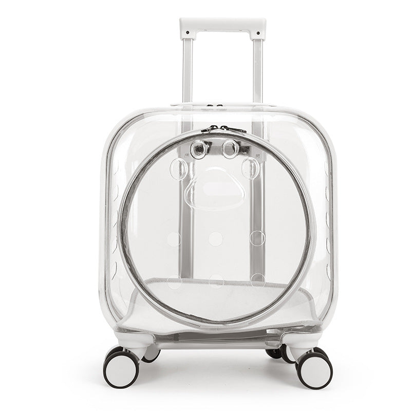 KFX-7888829 Transparent Portable Outdoor Trolley Case for Dogs and Cats - Solid Color Options Available