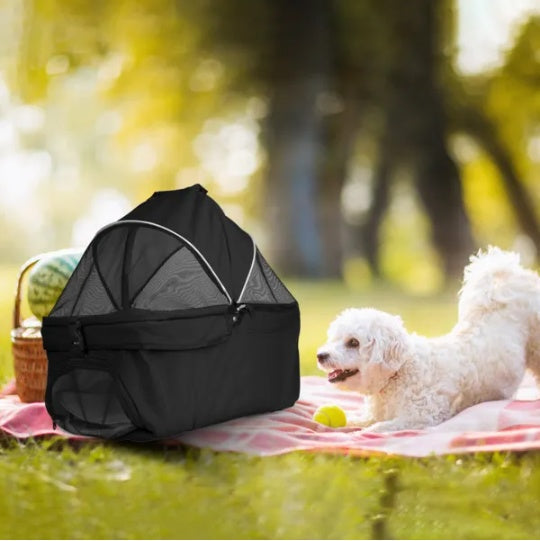 KFX-7890237 Foldable Pet Stroller with Removable Liner and Storage Basket for Dogs and Cats