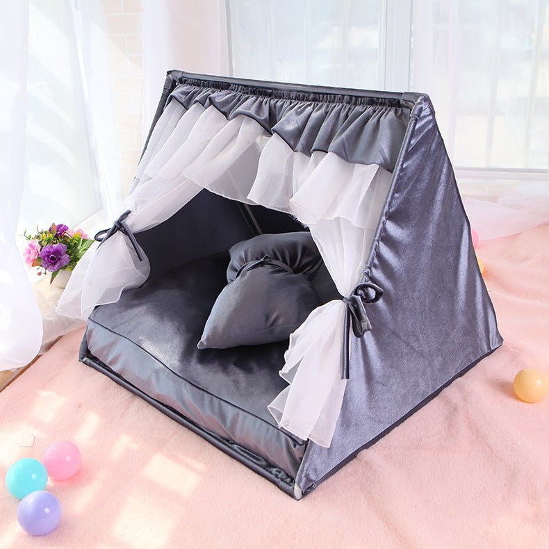 KFX-7891389 Universal Pet Tent - Semi-Enclosed Cat Litter Kennel in Dark Pink, Turmeric, Gray - 50x50x50 cm