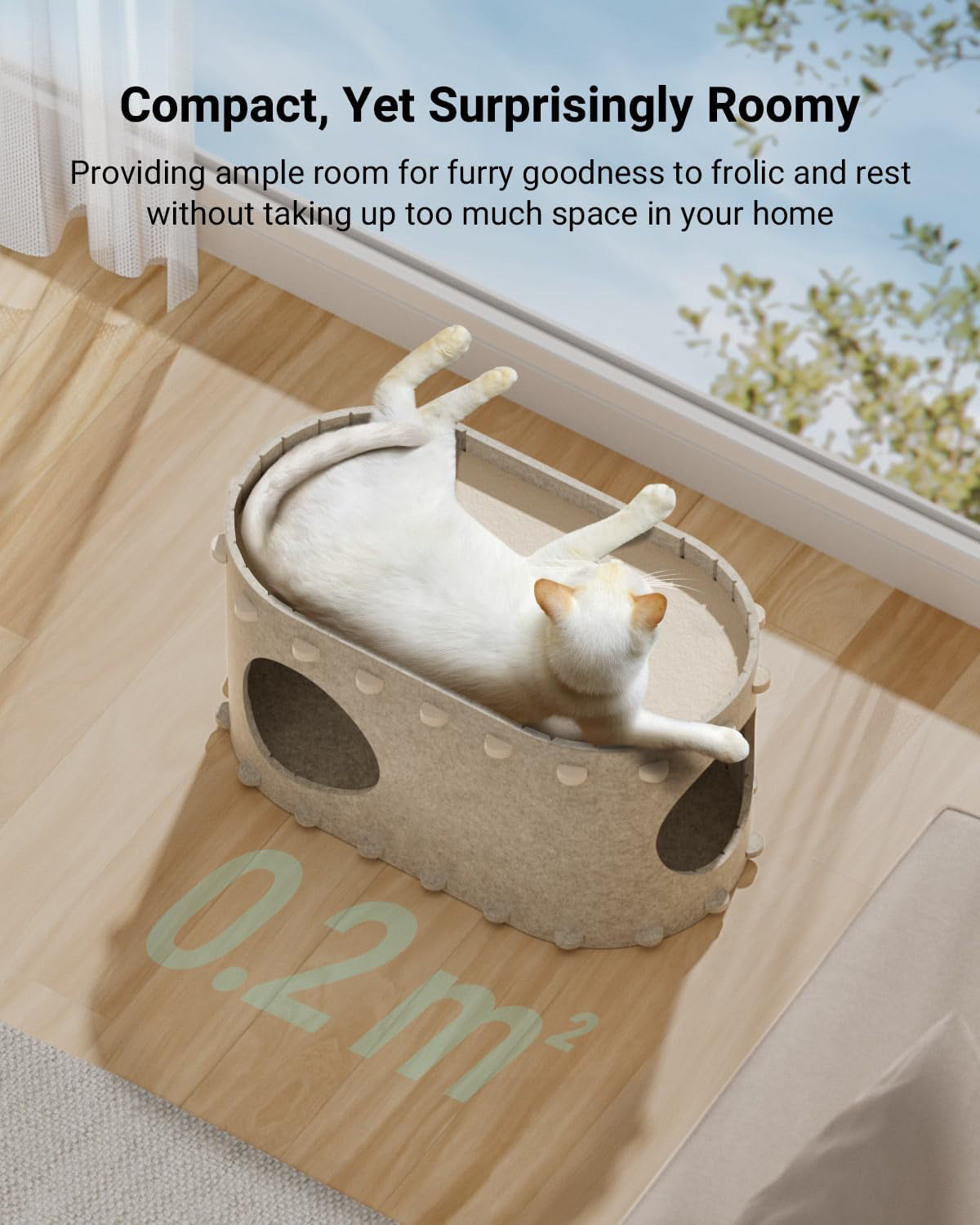KFX-7893821 Cozy Enclosed Cat Bed Cave with Scratch-Resistant Design and Foldable Tunnel for Indoor Cats