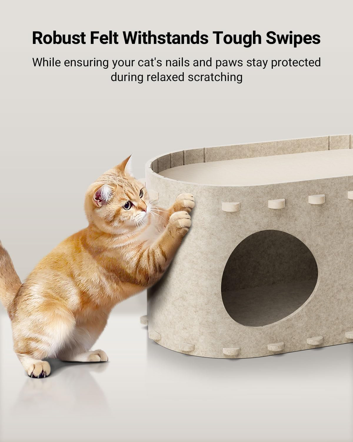 KFX-7893821 Cozy Enclosed Cat Bed Cave with Scratch-Resistant Design and Foldable Tunnel for Indoor Cats