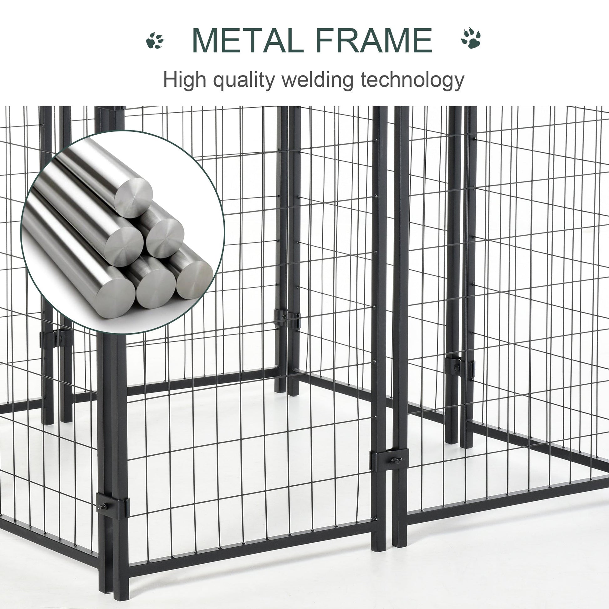 KFX-7895997 Outdoor Dog Kennel with Roof - Spacious 32 sq. ft Secure Activity Area for Large Dogs, Rust-Resistant Construction