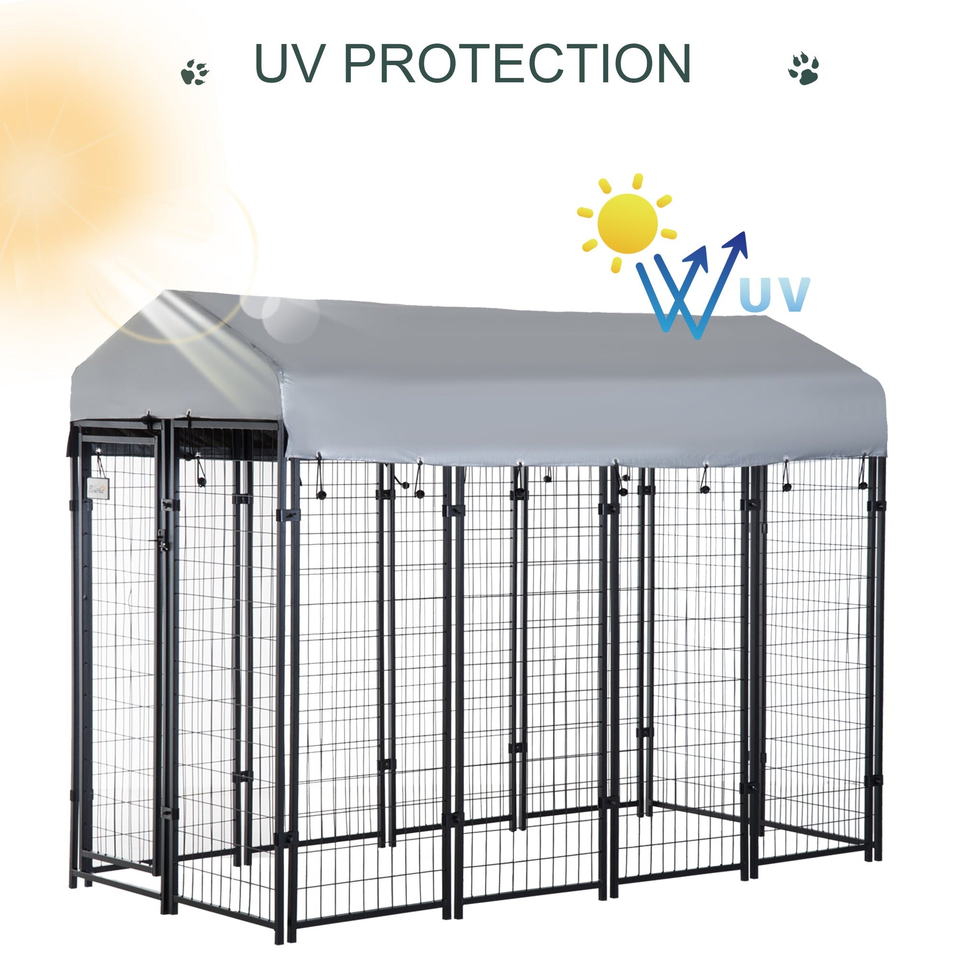 KFX-7895997 Outdoor Dog Kennel with Roof - Spacious 32 sq. ft Secure Activity Area for Large Dogs, Rust-Resistant Construction
