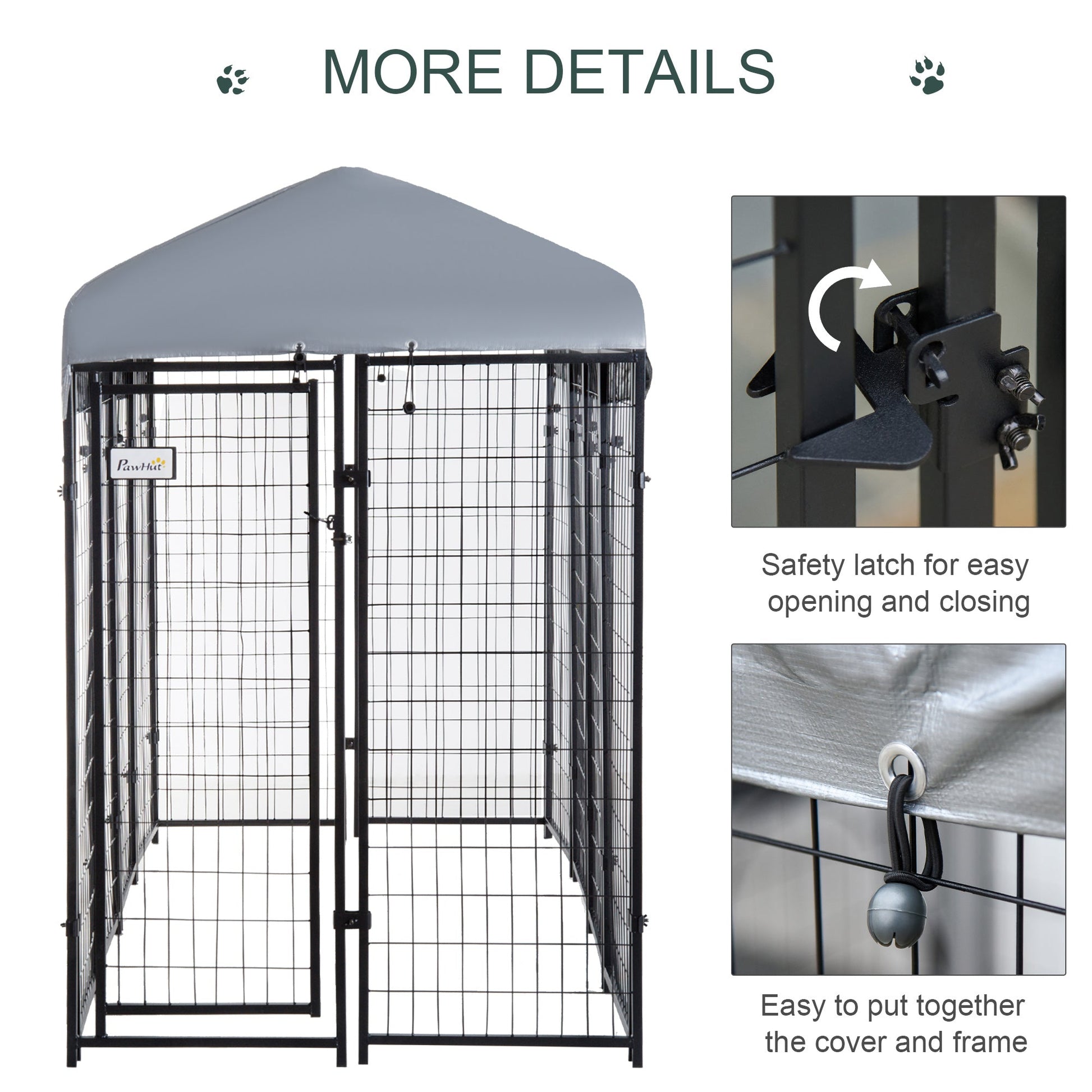KFX-7895997 Outdoor Dog Kennel with Roof - Spacious 32 sq. ft Secure Activity Area for Large Dogs, Rust-Resistant Construction