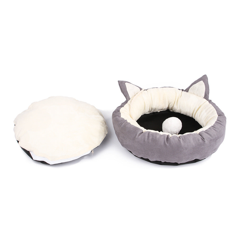 KFX-7896381 Cozy Deerskin Velvet Pet Nest for Small to Medium Cats and Dogs