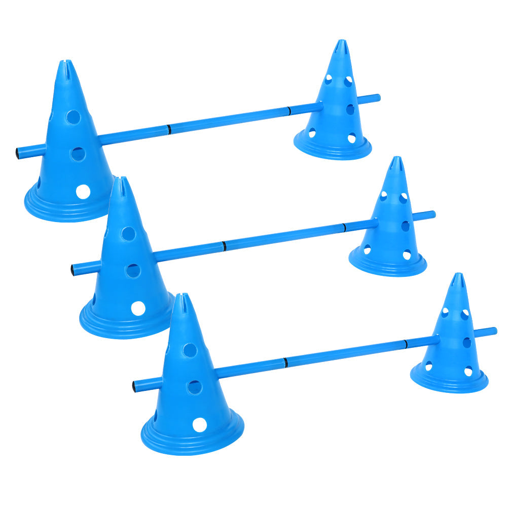 KFX-7897149 Blue Round Bottom Bucket Sign Post Set - 30cm Buckets and 1m Poles (6 Buckets, 3 Poles)