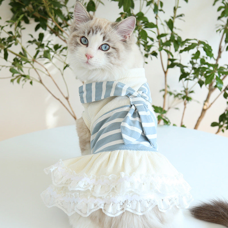 KFX-7898685 Lightweight Cotton Summer Pet Skirt and Vest Set for Dogs and Cats