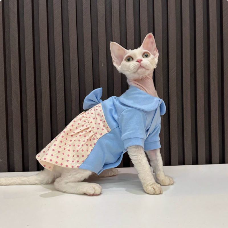 KFX-7899709 Polka Dot Bow Skirt for Hairless Cats in Multiple Sizes