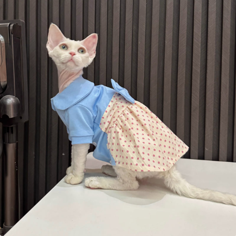 KFX-7899709 Polka Dot Bow Skirt for Hairless Cats in Multiple Sizes