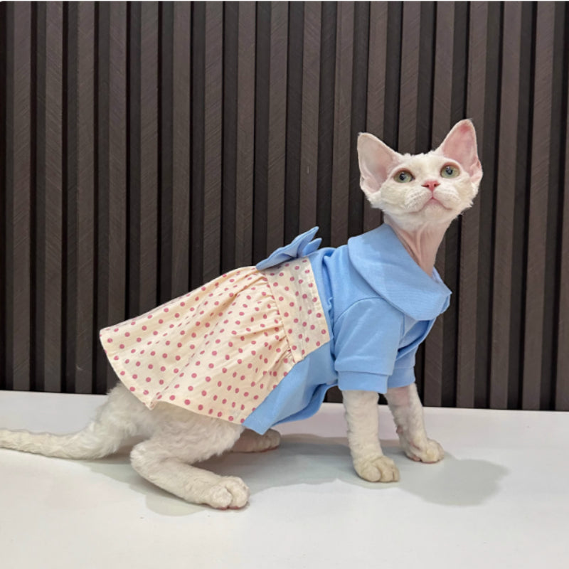 KFX-7899709 Polka Dot Bow Skirt for Hairless Cats in Multiple Sizes