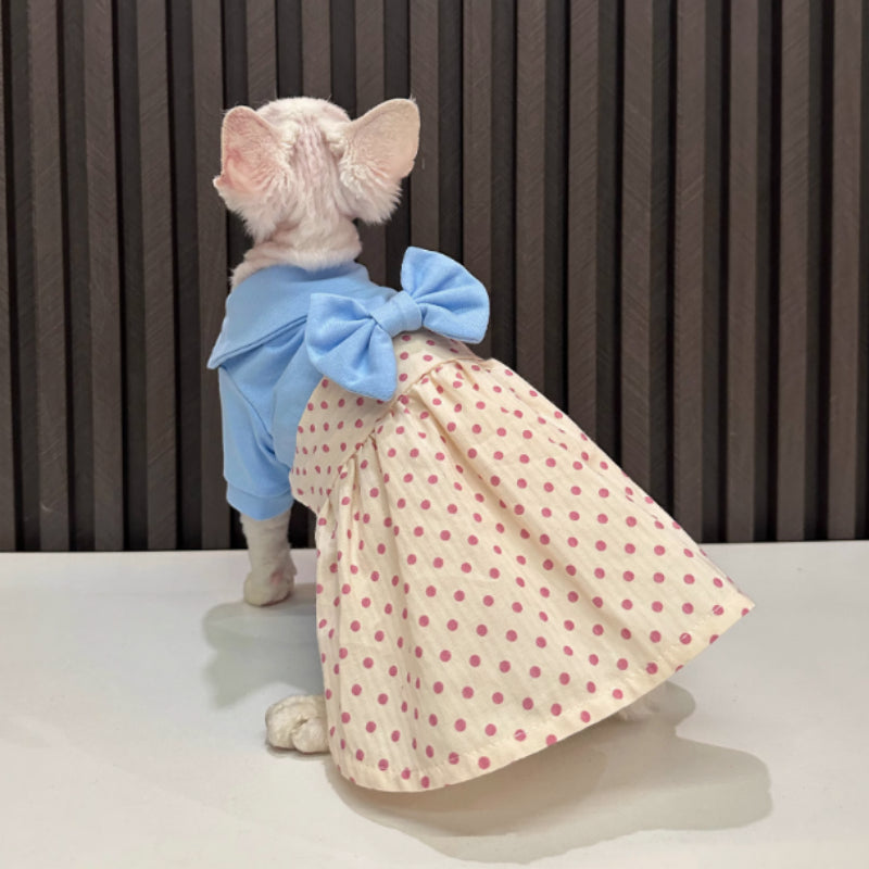 KFX-7899709 Polka Dot Bow Skirt for Hairless Cats in Multiple Sizes