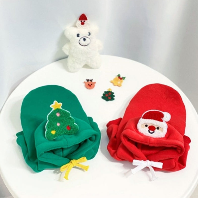 KFX-7900477 Santa Claus and Christmas Tree Warm Pullover Hoodie for Cats and Dogs