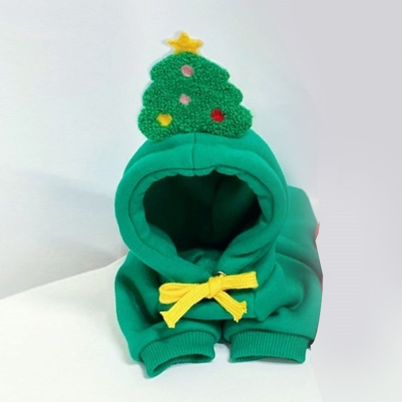 KFX-7900477 Santa Claus and Christmas Tree Warm Pullover Hoodie for Cats and Dogs