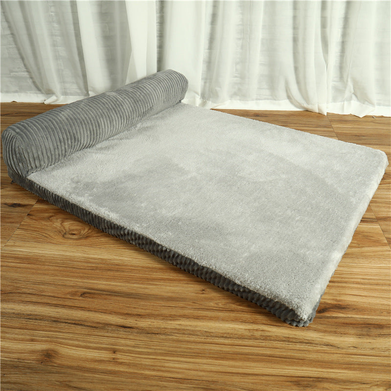 KFX-7902141 Corduroy Pet Sofa Bed with Non-Slip Base and High-Density Sponge Padding for Comfortable Resting