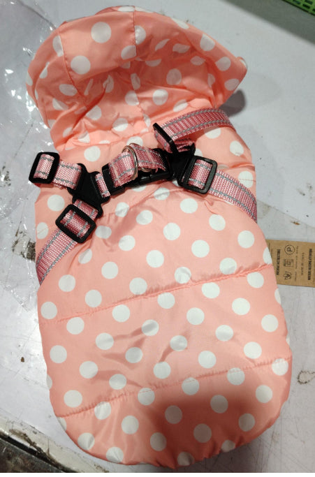 KFX-7902525 Cozy Polka-Dot Cotton-Padded Dog Vest in Pink and Blue with Plus Velvet Warmth