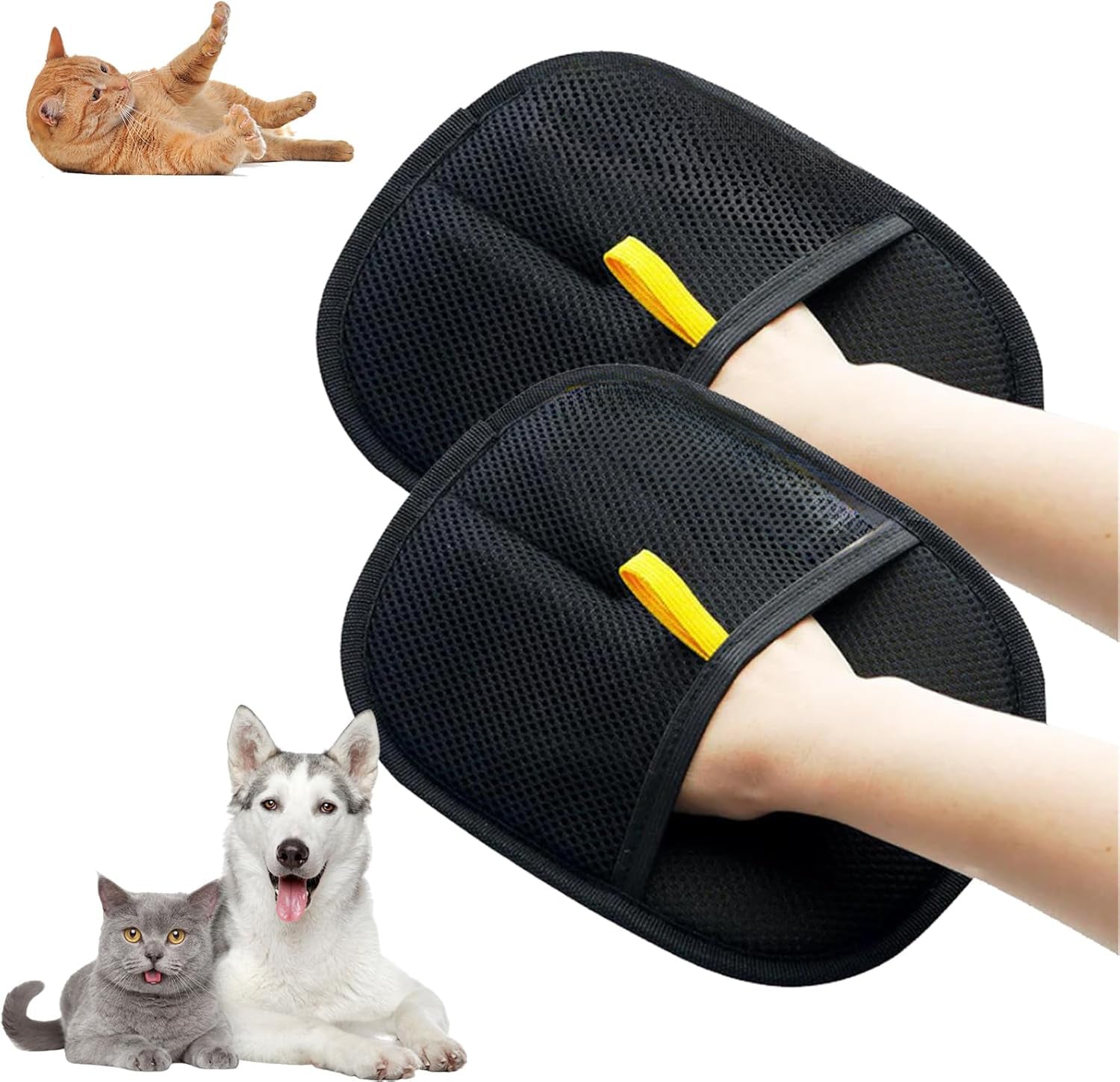 KFX-7903677 Pet Hair Removal Electrostatic Gloves with Two-Way Bristles for Cats and Dogs